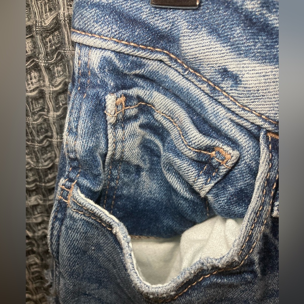 Women's Blue Distressed Mom Jeans - Picture 6 of 16